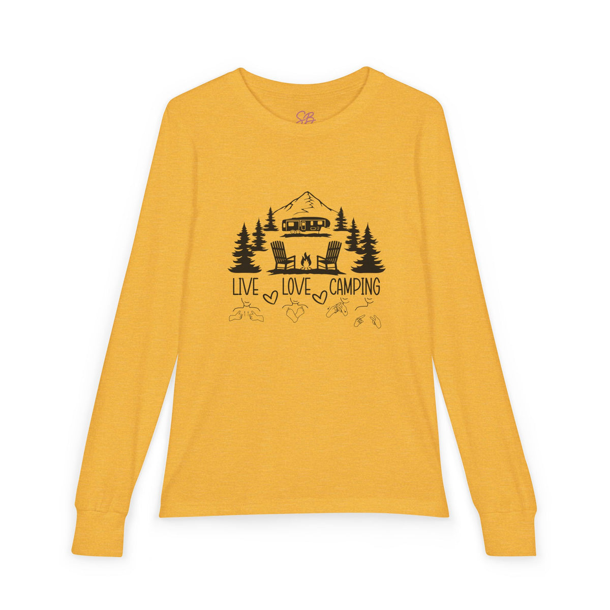 Live, Love, Camping in ASL (black ink) - Kid Long Sleeve Shirt