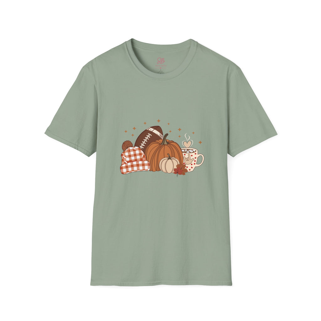 Autumn Football Pumpkins with I Love You American Sign Language, ASL - T-Shirt