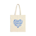 Mama Heart Floral Tote Bag  with blue design — Cotton Canvas tote bag