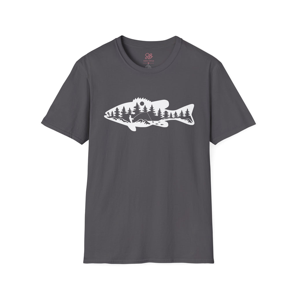 Bass Fisherman Landscape Fishing - T-Shirt