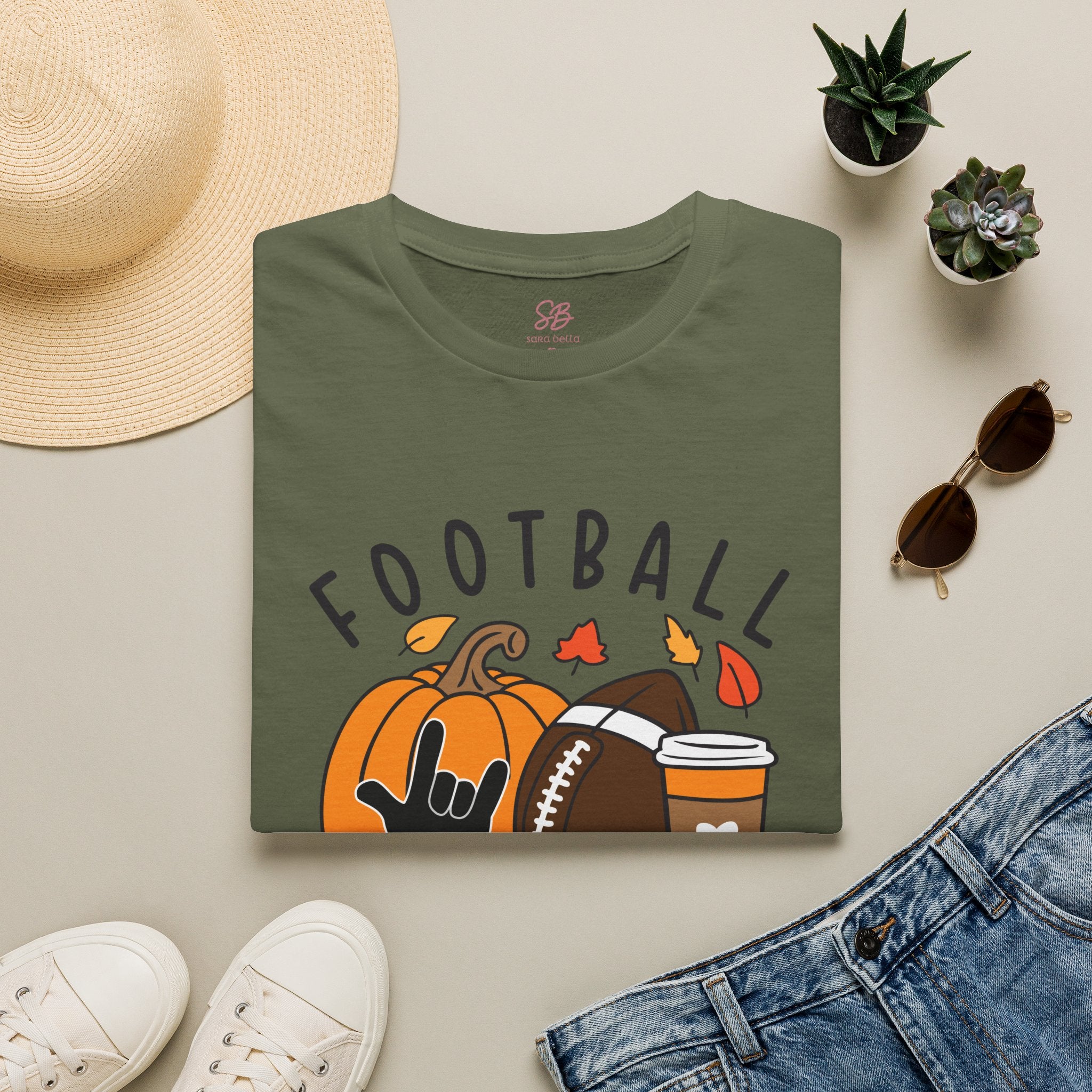 Football Is My Favorite Season  with I love you American Sign Language, ASL- T-Shirt