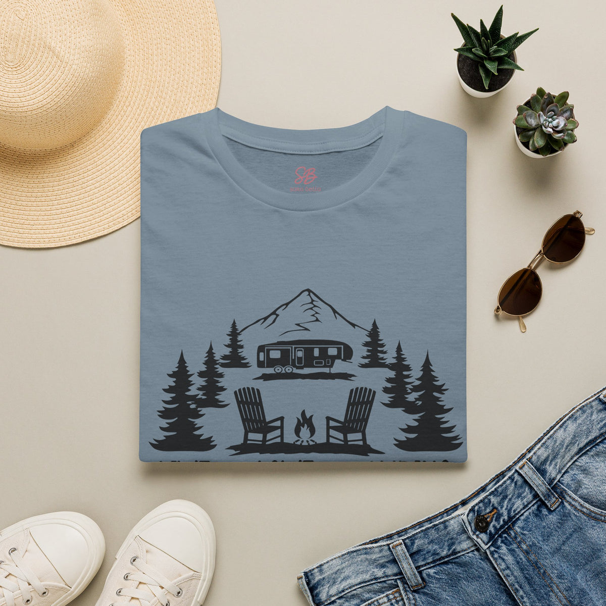 Live Love Camping in ASL (black ink) - T-Shirt