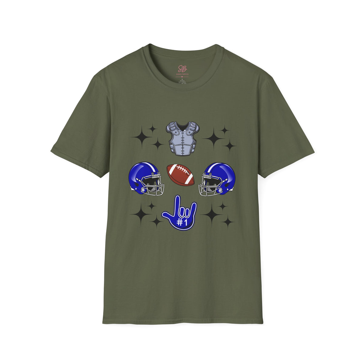 Football Gears Tic-Tac-Toe with I love you ASL American Sign Language -  T-Shirt