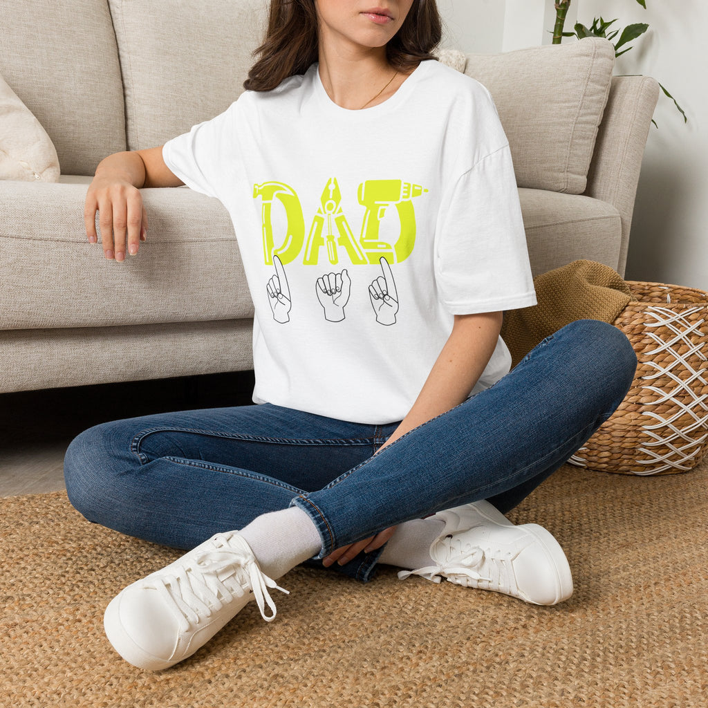 Dad Tools Graphic T-Shirt — 'DAD' Tool Lettering with American Sign Language