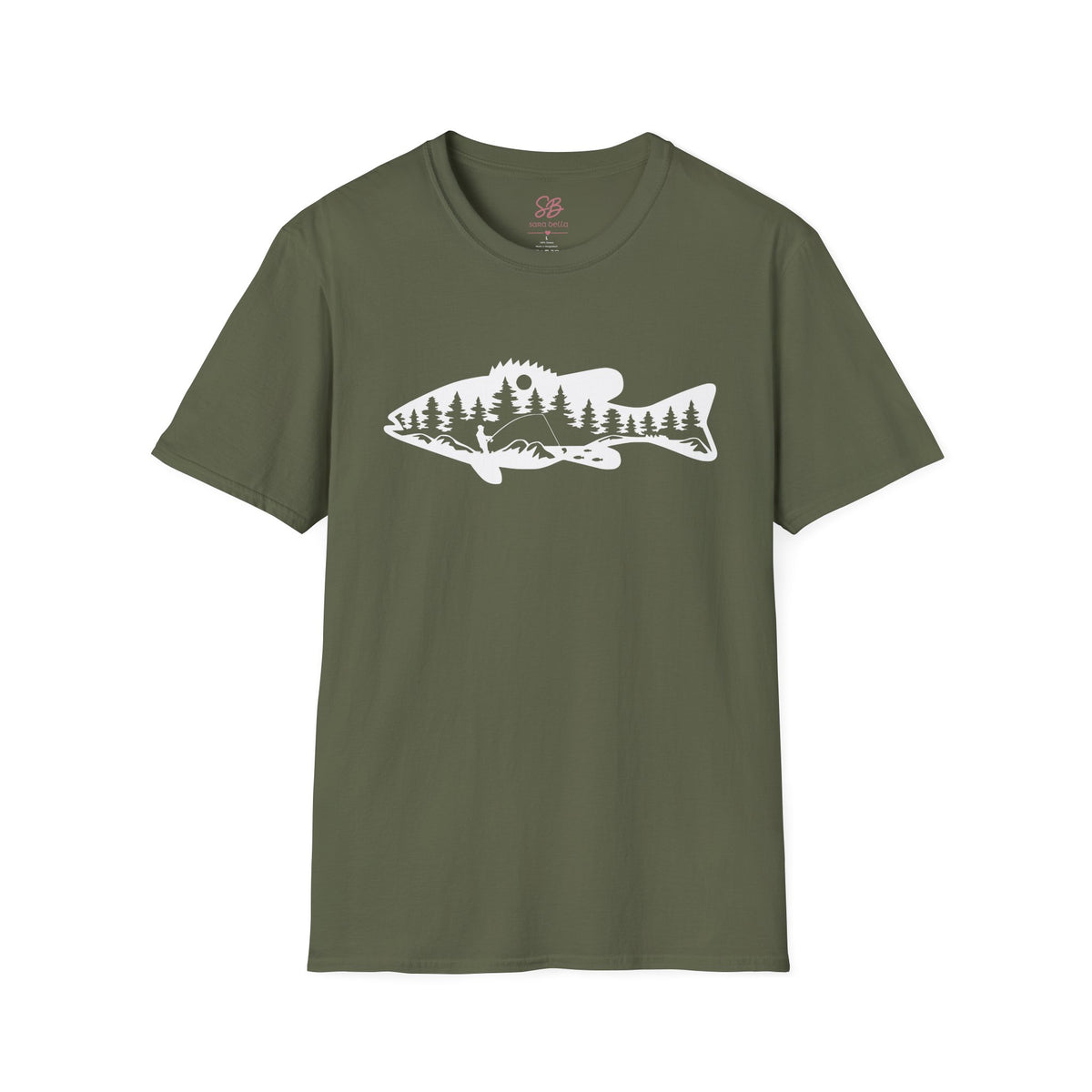 Bass Fisherman Landscape Fishing - T-Shirt