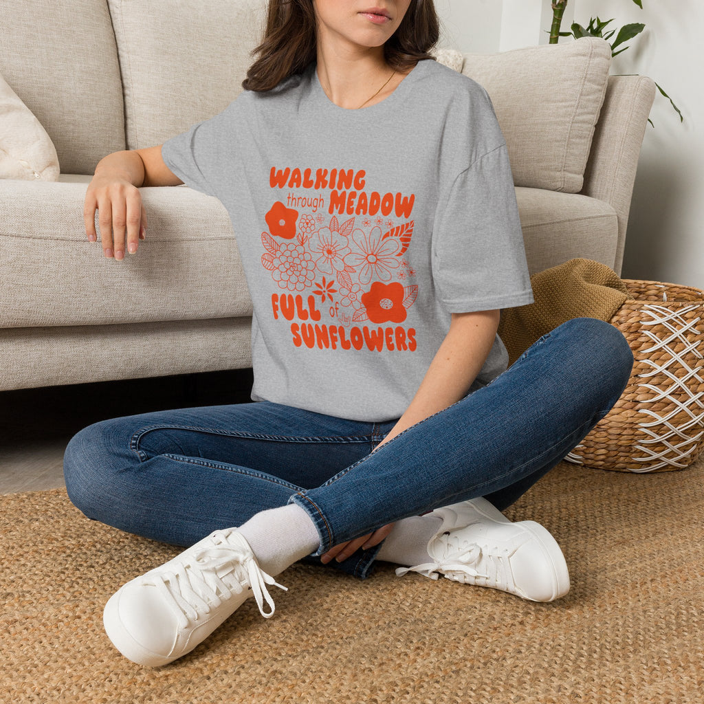 Walking Through Meadow Sunflowers - T-Shirt