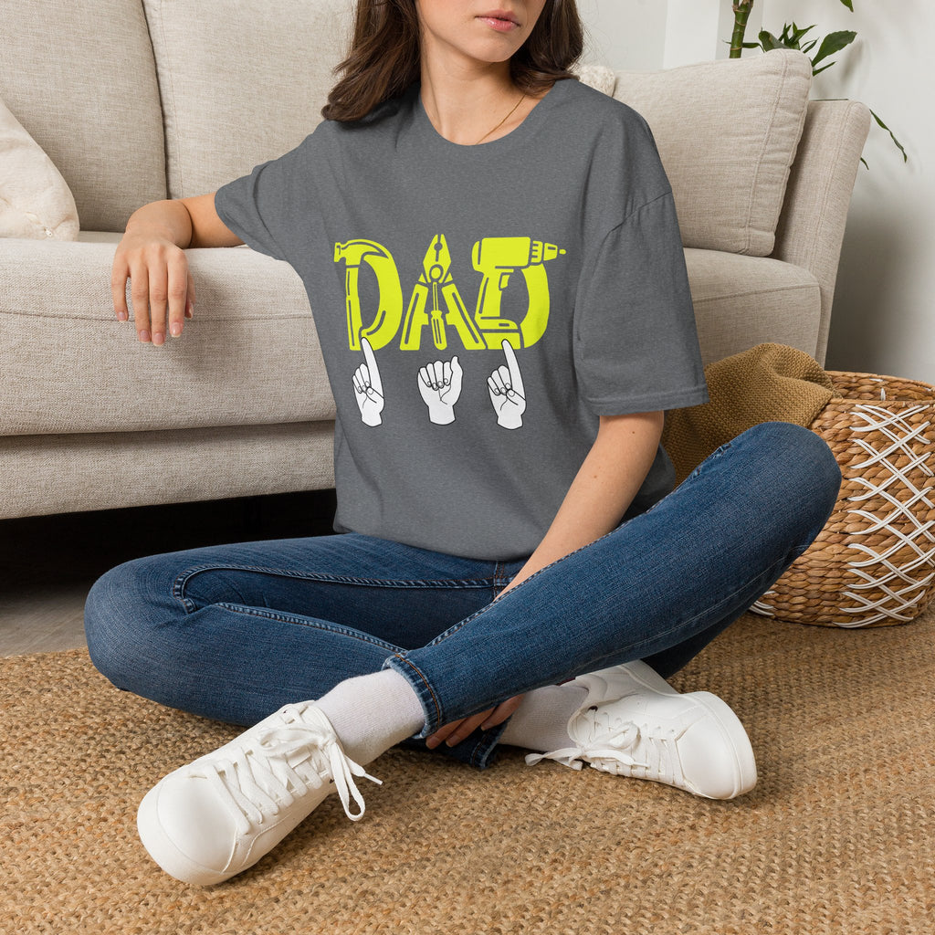 Dad Tools Graphic T-Shirt — 'DAD' Tool Lettering with American Sign Language