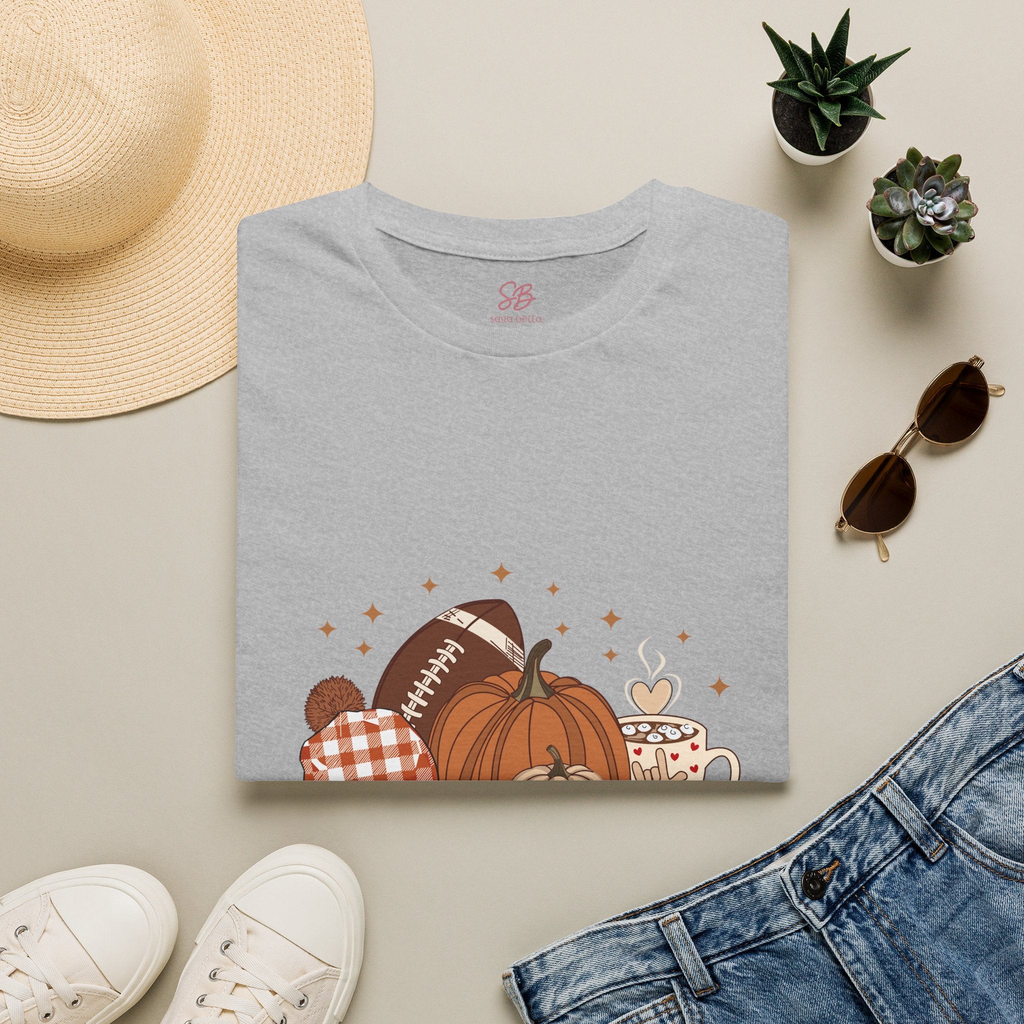 Autumn Football Pumpkins with I Love You American Sign Language, ASL - T-Shirt