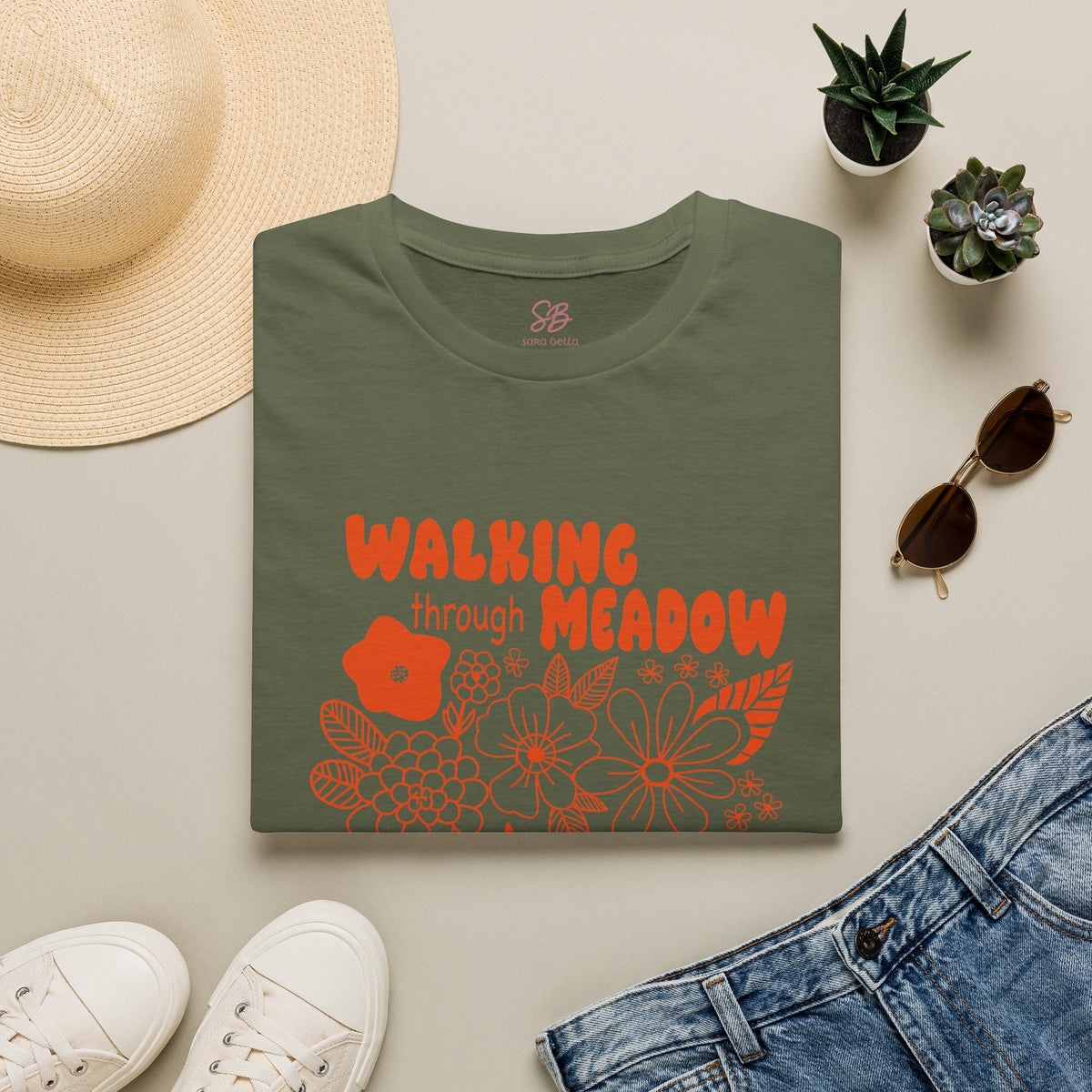 Walking Through Meadow Sunflowers - T-Shirt