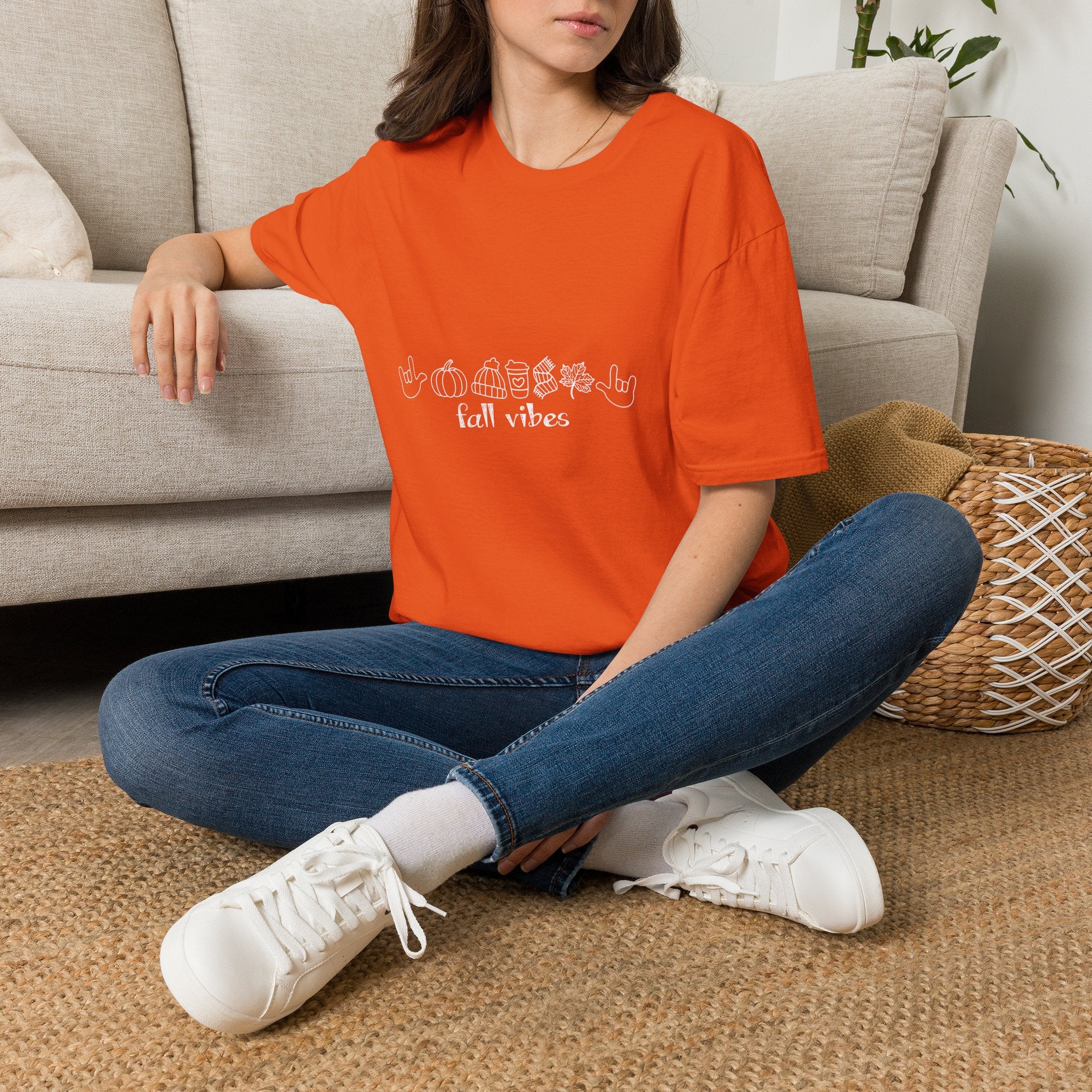 Fall Vibes with I Love you American Sign Language, ASL  - T-Shirt