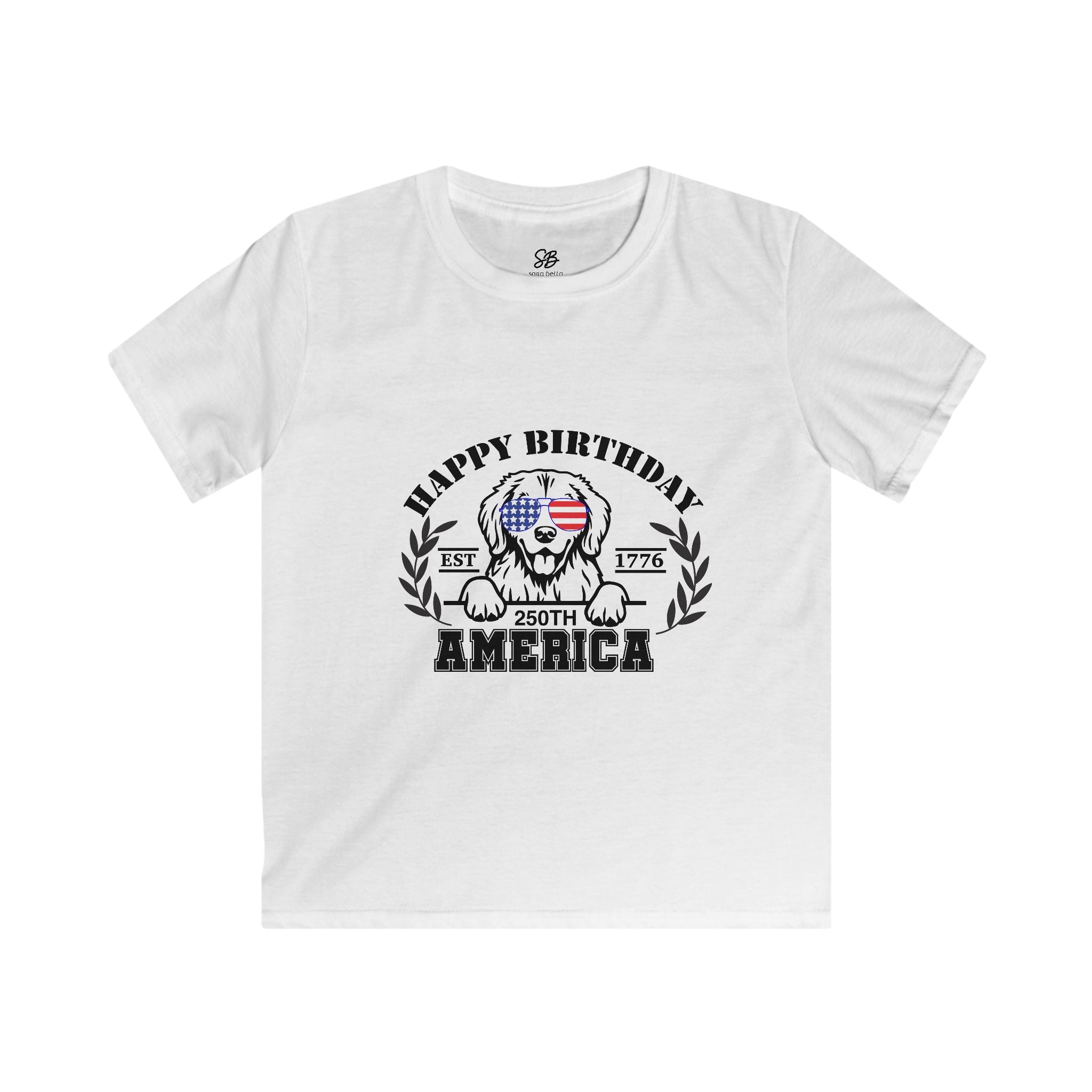 Kid Shirt  - Happy Birthday 250th America with a dog shirt
