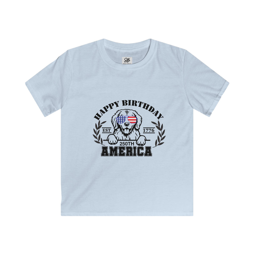 Kid Shirt  - Happy Birthday 250th America with a dog shirt