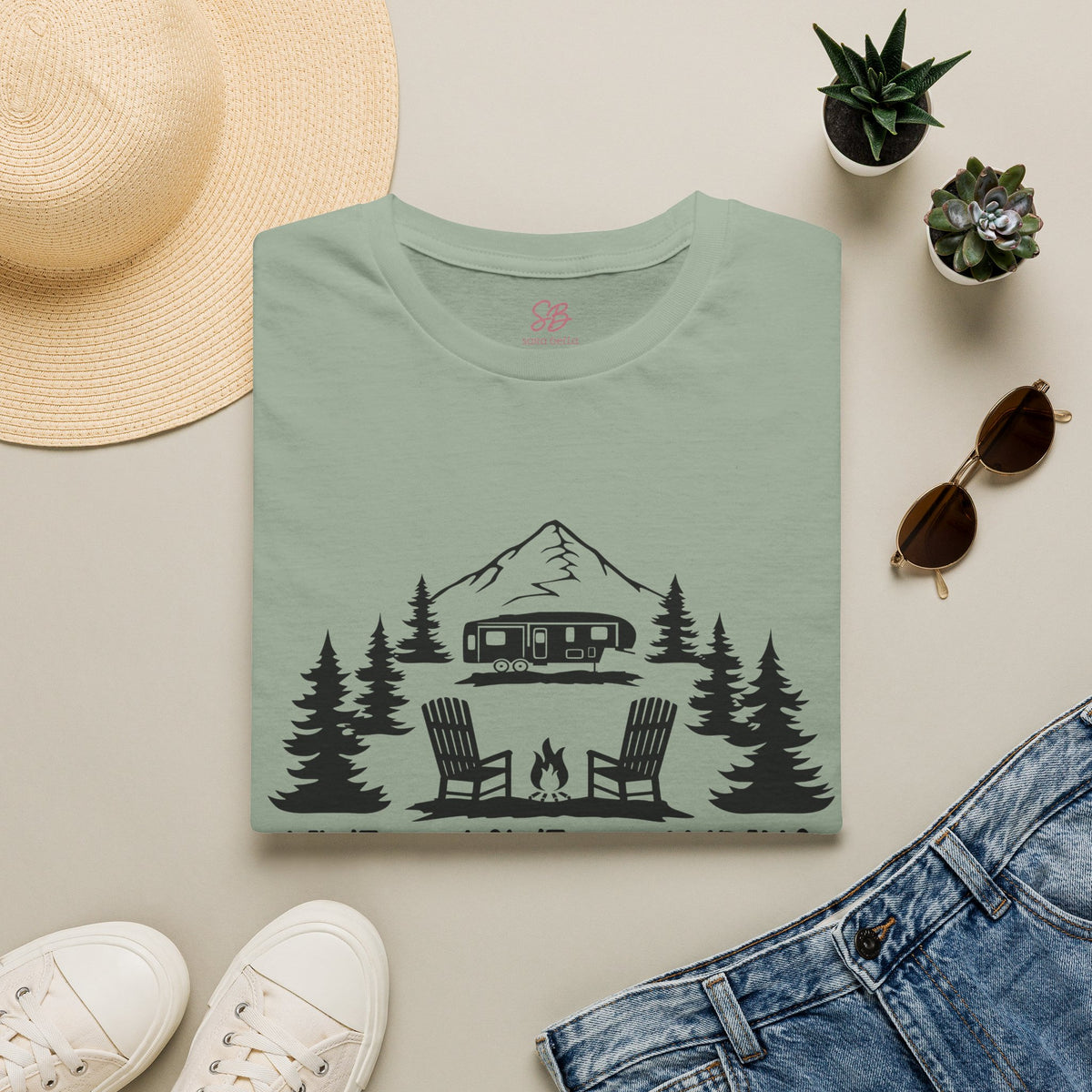 Live Love Camping in ASL (black ink) - T-Shirt