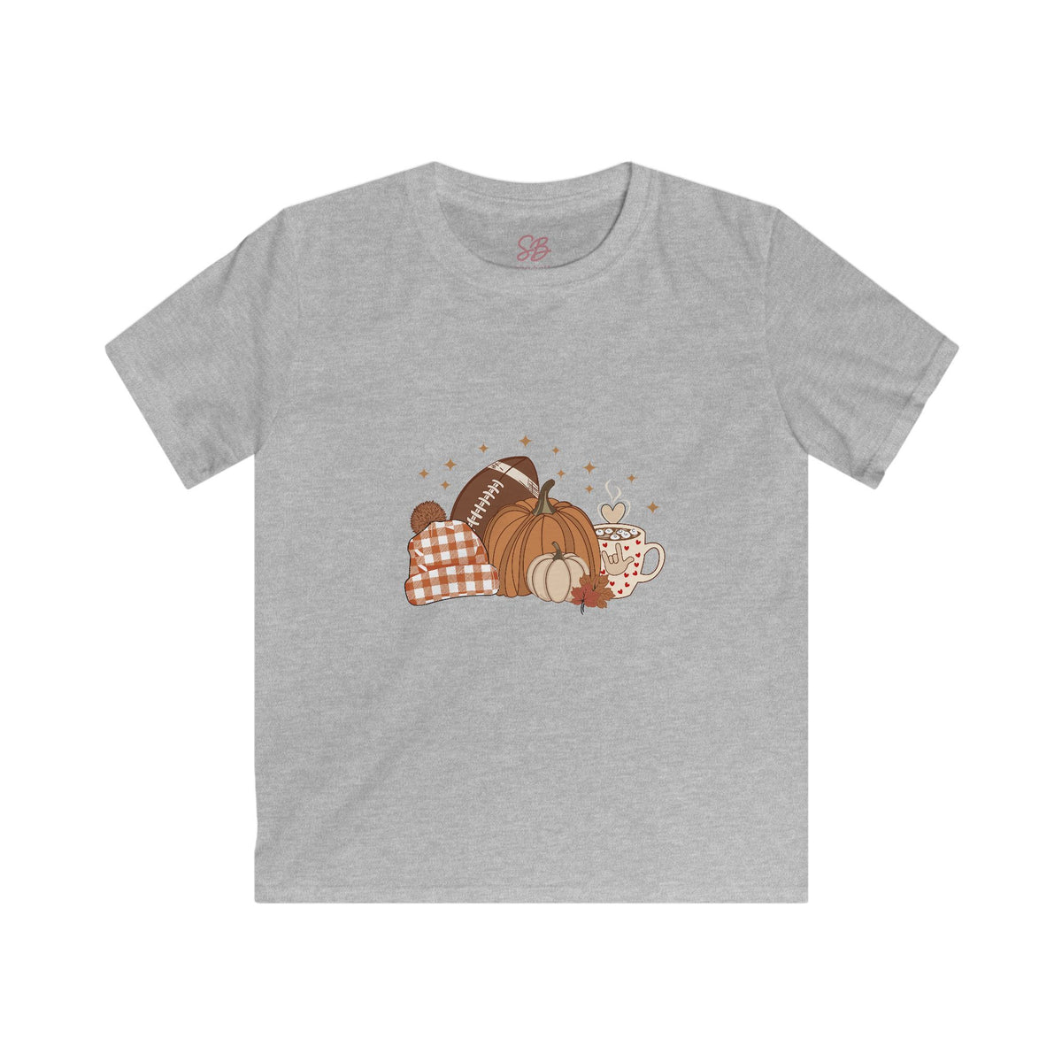 Autumn Football Pumpkin with I Love You American Sign Language, ASL - Kid T-Shirt