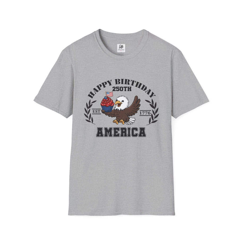"Happy Birthday 250th America" Baby Eagle with cupcake Patriotic Shirt