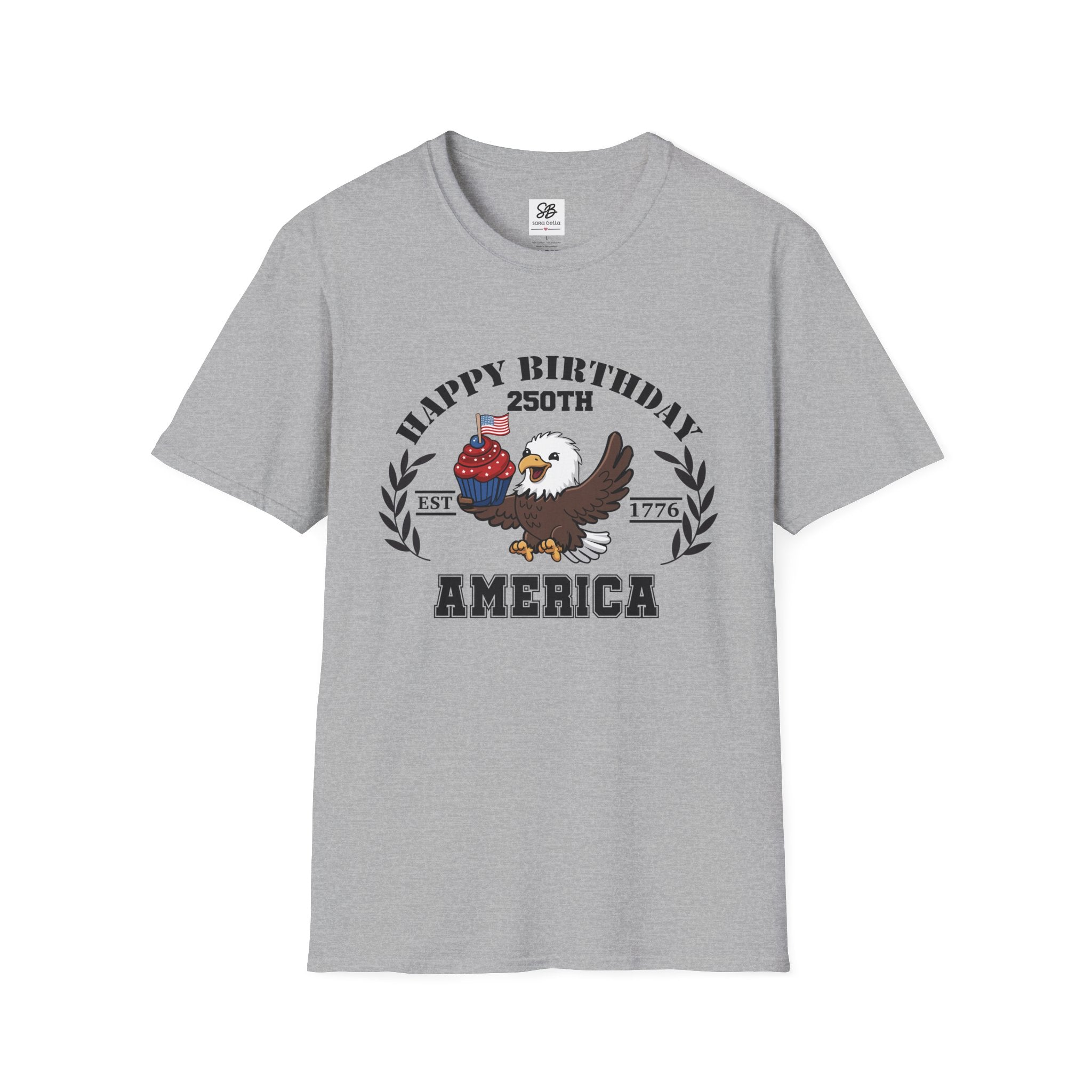 "Happy Birthday 250th America" Baby Eagle with cupcake Patriotic Shirt