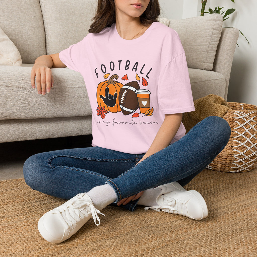 Football Is My Favorite Season  with I love you American Sign Language, ASL- T-Shirt
