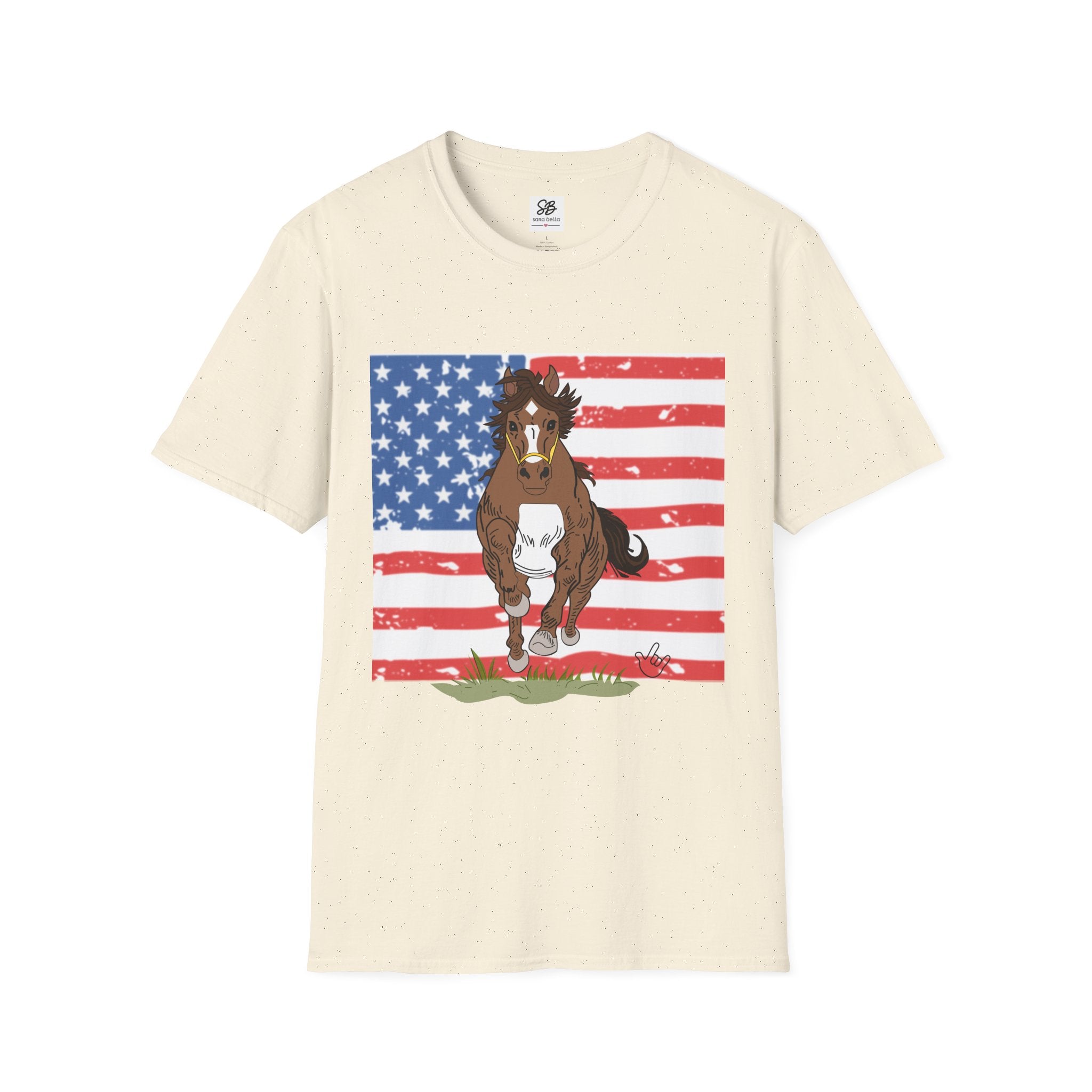 Galloping Horse with American Flag Graphic Shirt