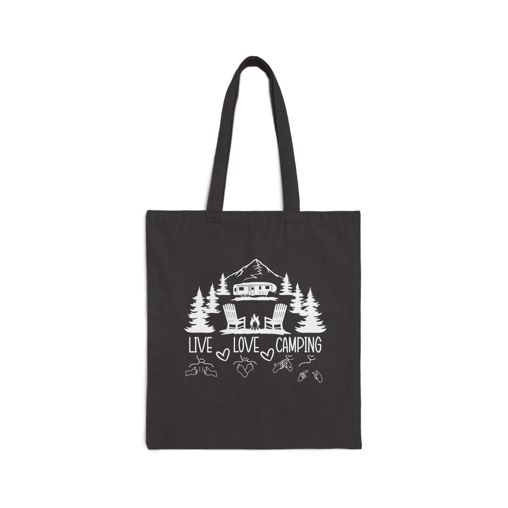 Live Love Camping in ASL (white ink) - Tote Bag