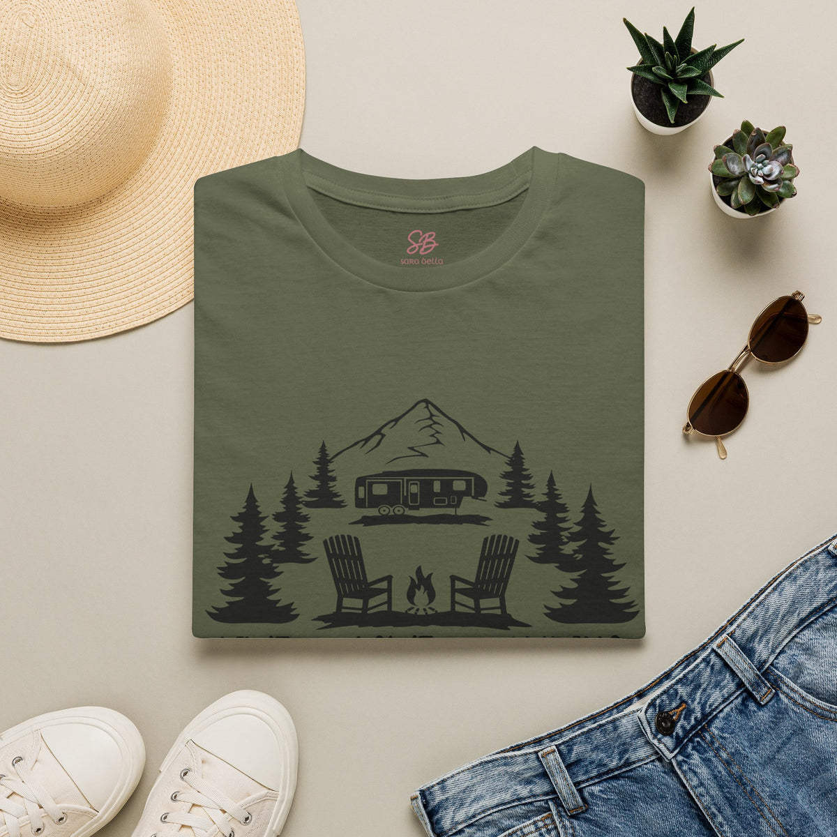 Live Love Camping in ASL (black ink) - T-Shirt