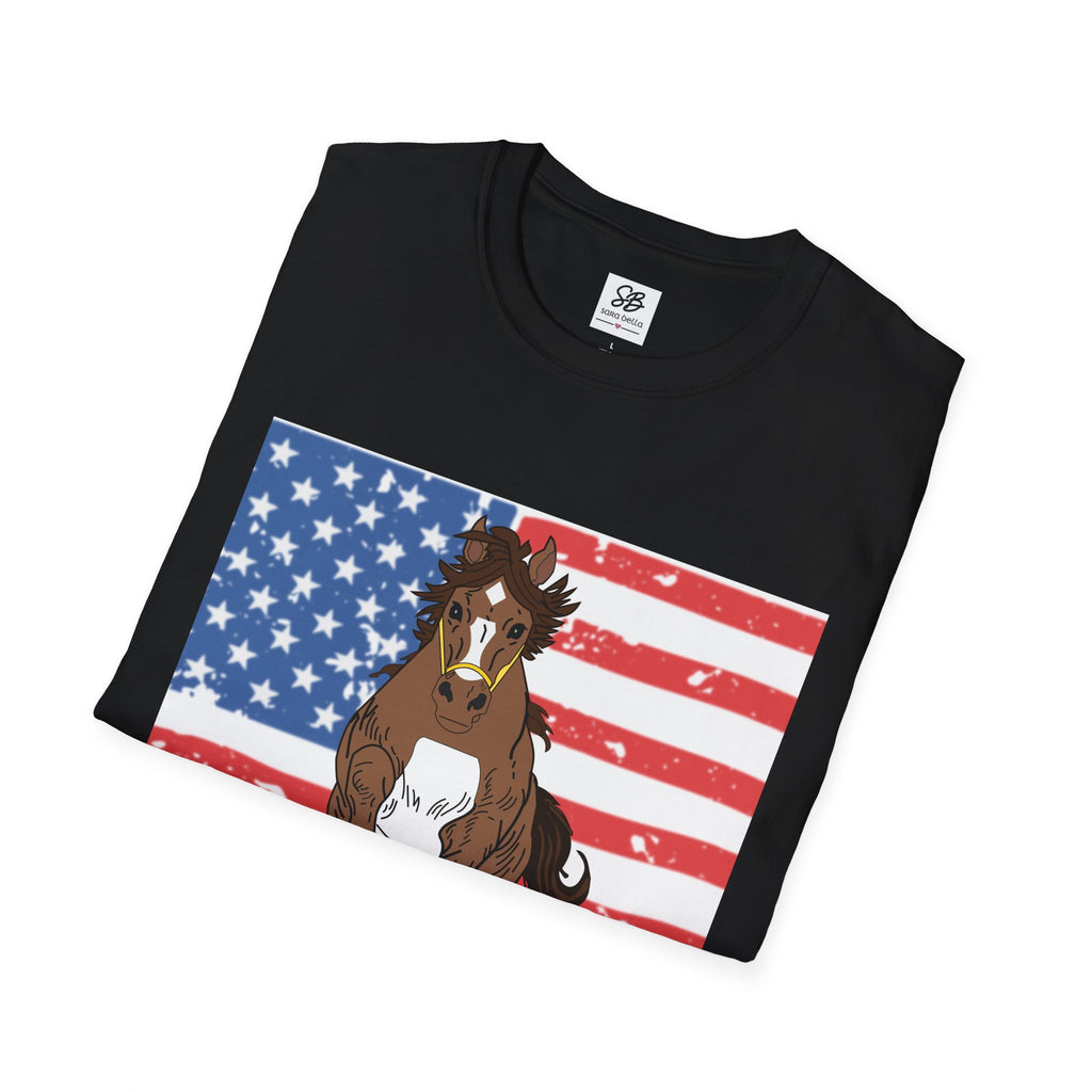 Galloping Horse with American Flag Graphic Shirt