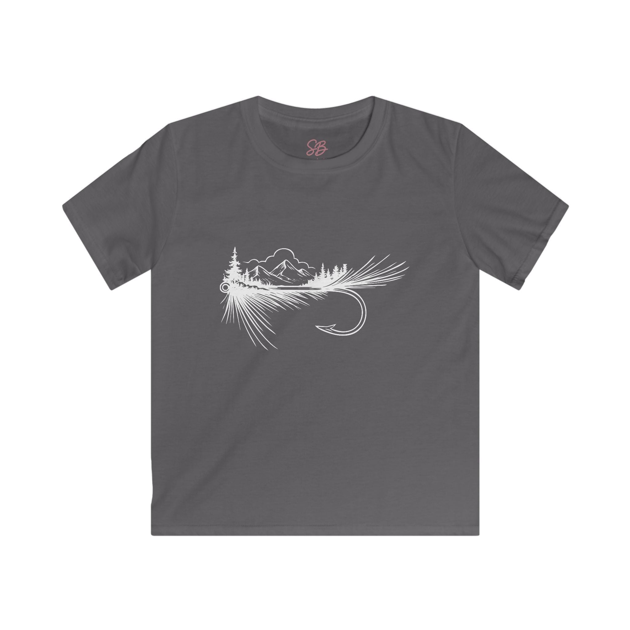 Fly Fishing Hook with Mountain View - Kid T-Shirt