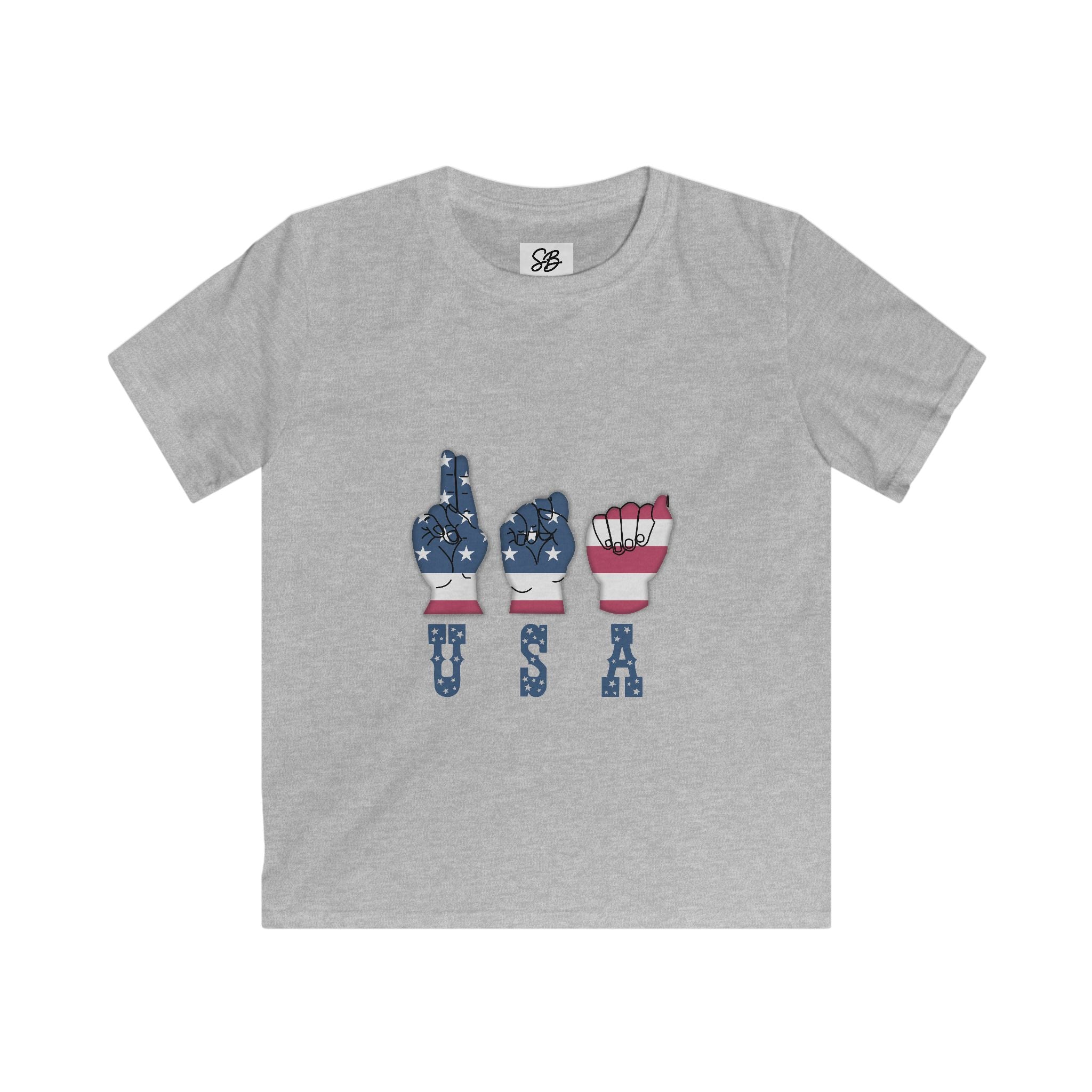 Kid Shirt - USA in fingers-spelled ASL (America Sign Language)