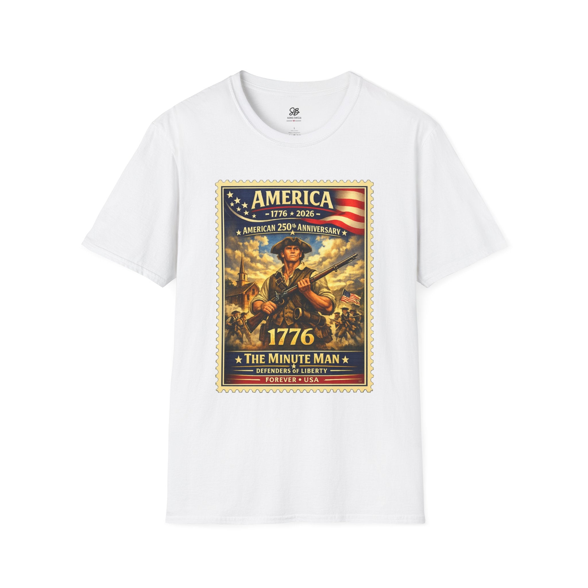 Patriotic Minute Man Vintage Stamp T-Shirt