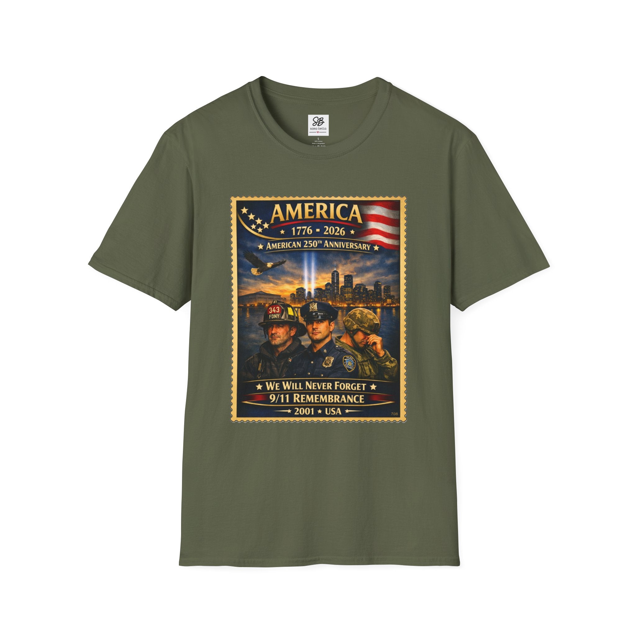 9/11 Remembrance"We Will Never Forget" Vintage Stamp T-Shirt
