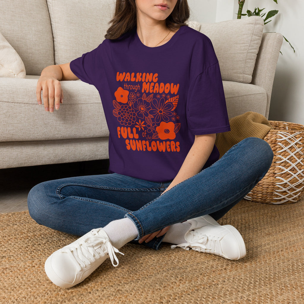 Walking Through Meadow Sunflowers - T-Shirt