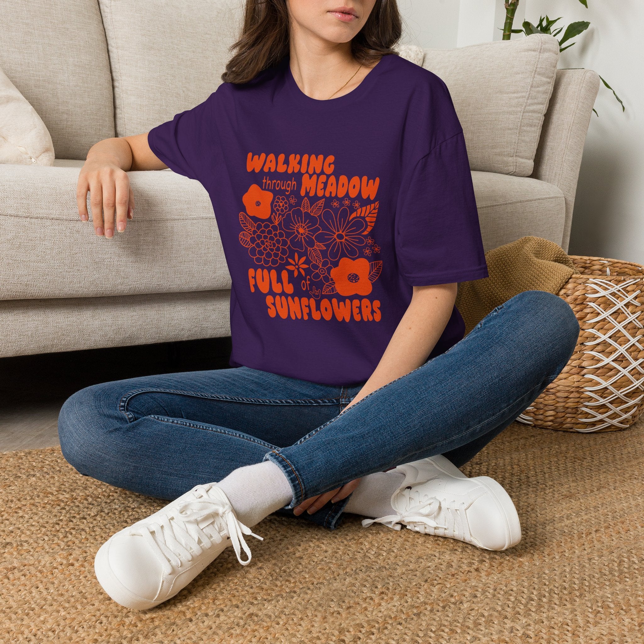 Walking Through Meadow Sunflowers - T-Shirt