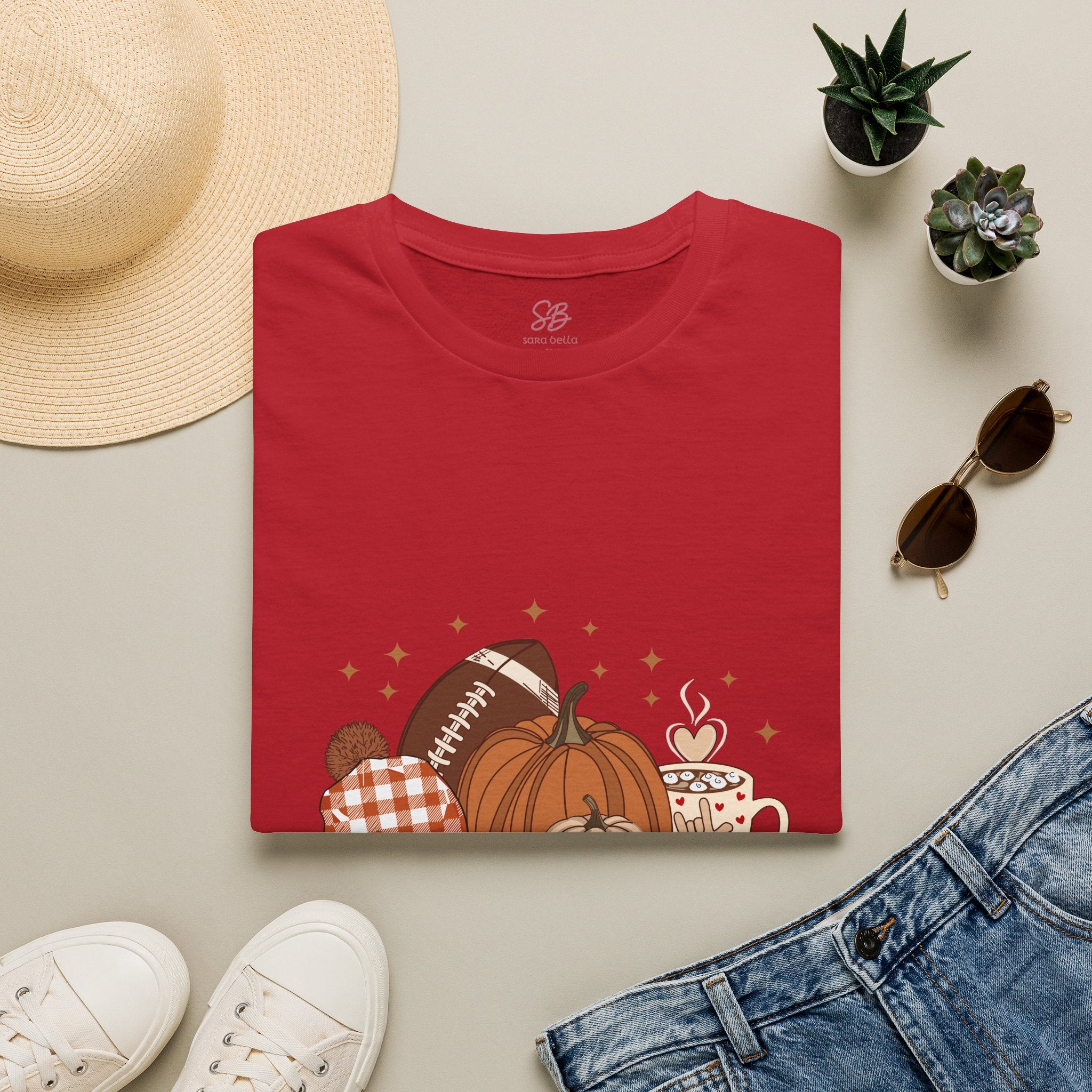 Autumn Football Pumpkins with I Love You American Sign Language, ASL - T-Shirt