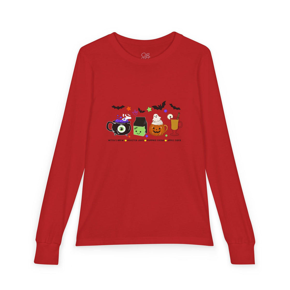 Kids Halloween Drinks Crew of Witch's Brew, Monster Juice, Pumpkin Cocoa, & Apple Cider - Kid Long Sleeve Shirt