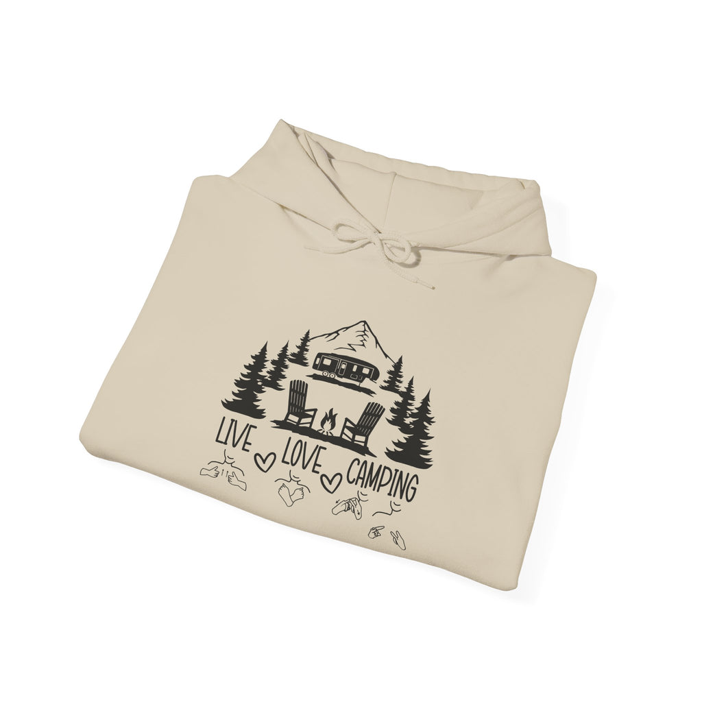 Live Love Camping in ASL (black ink) - Hoodie