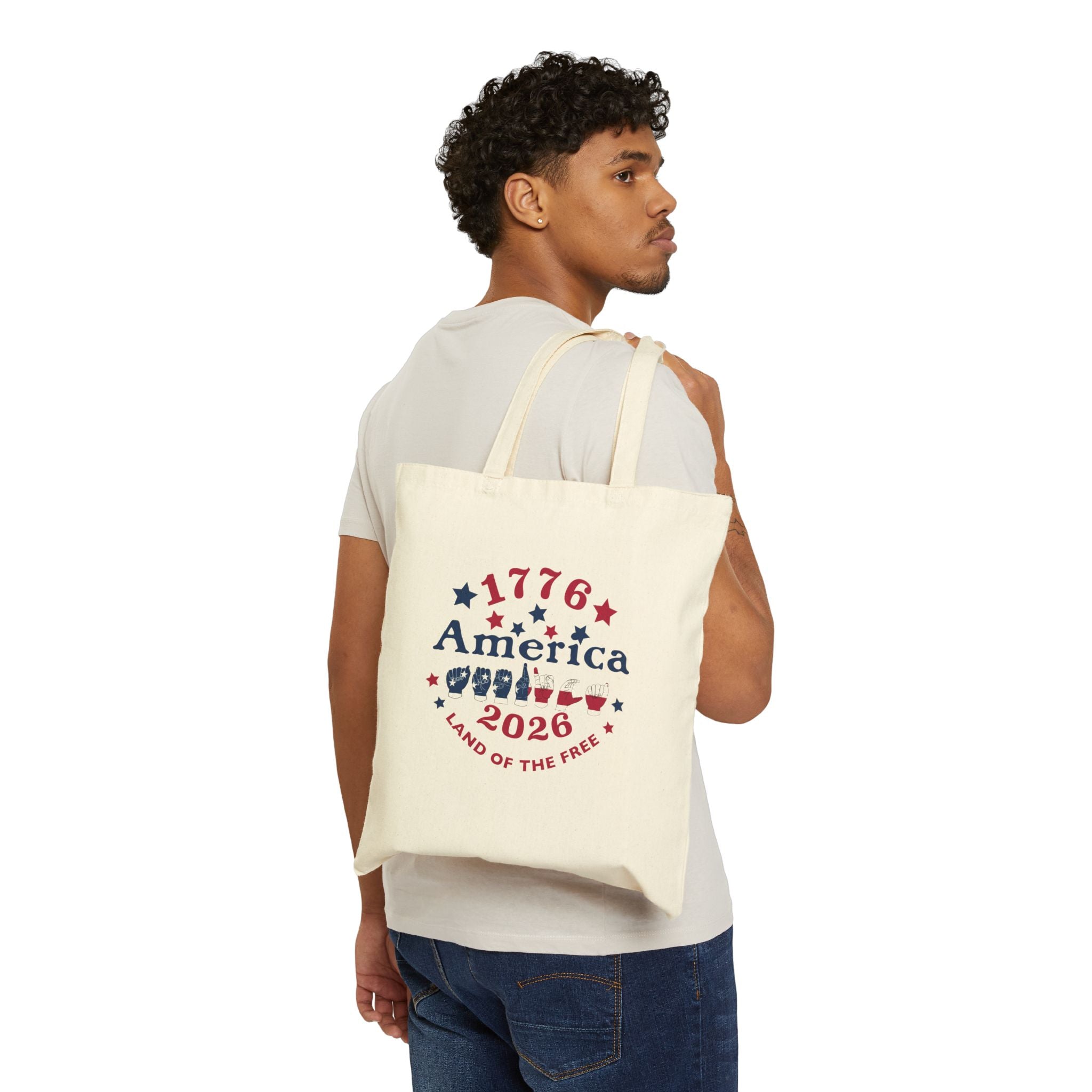 America fingers-spelled ASL (America Sign Language)  Canvas Tote