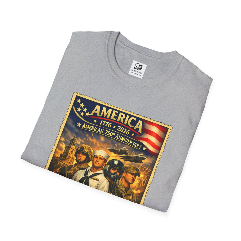 Patriotic America “Honoring Our Armed Forces”  Vintage Stamp T-Shirt