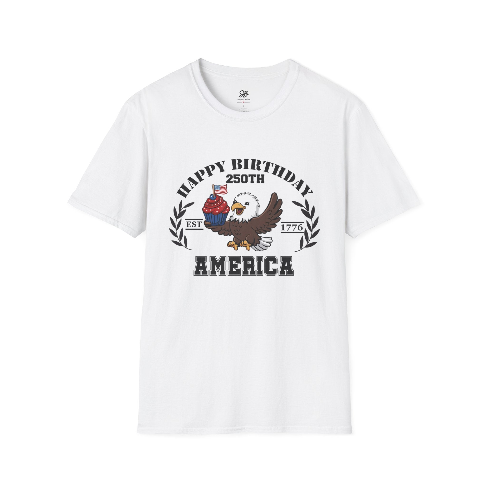 "Happy Birthday 250th America" Baby Eagle with cupcake Patriotic Shirt