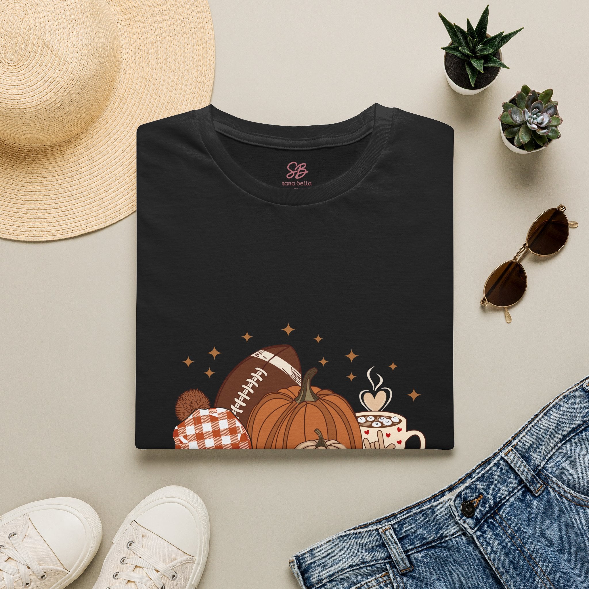 Autumn Football Pumpkins with I Love You American Sign Language, ASL - T-Shirt