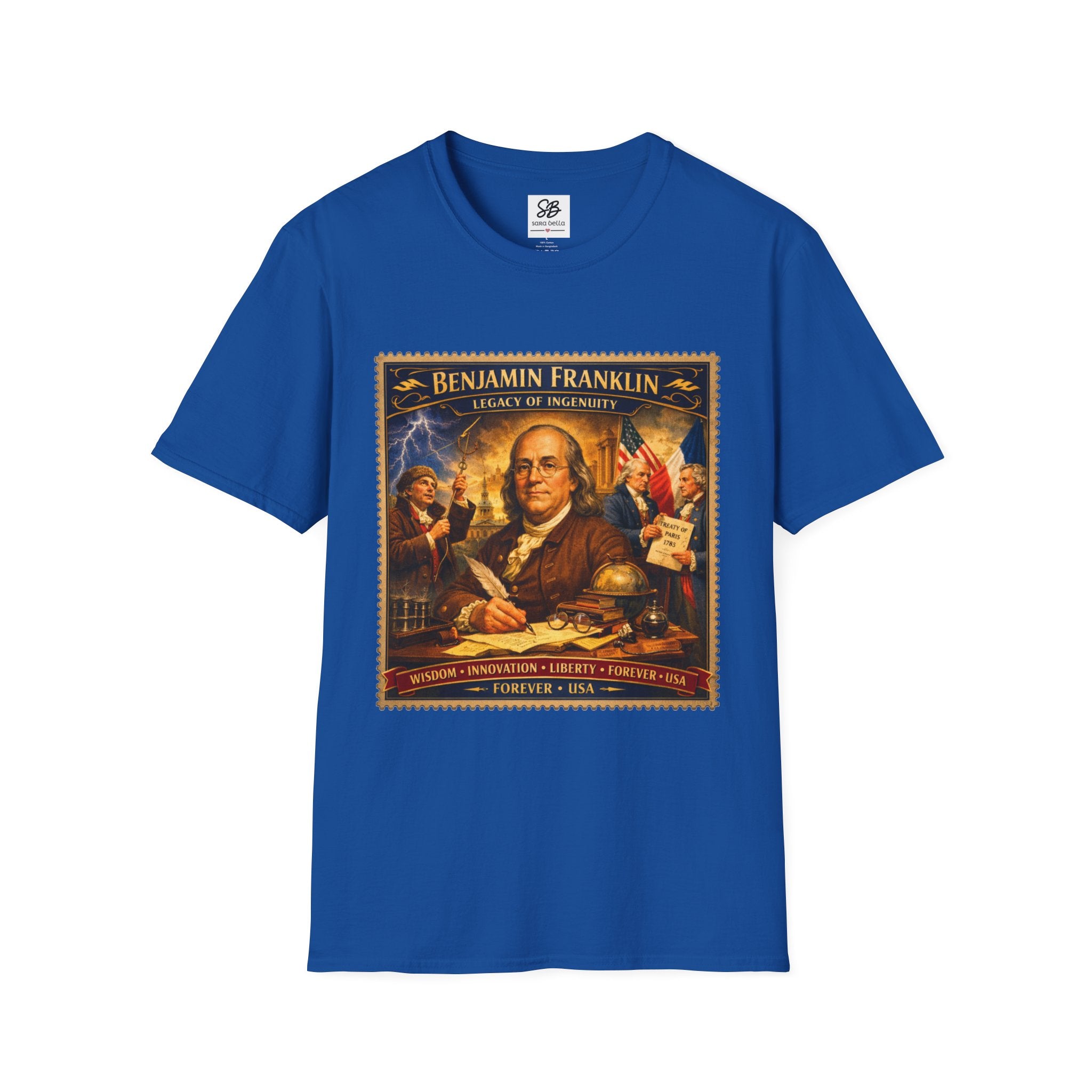 Benjamin Franklin "Founding Father Tribute' Vintage Stamp T Shirt