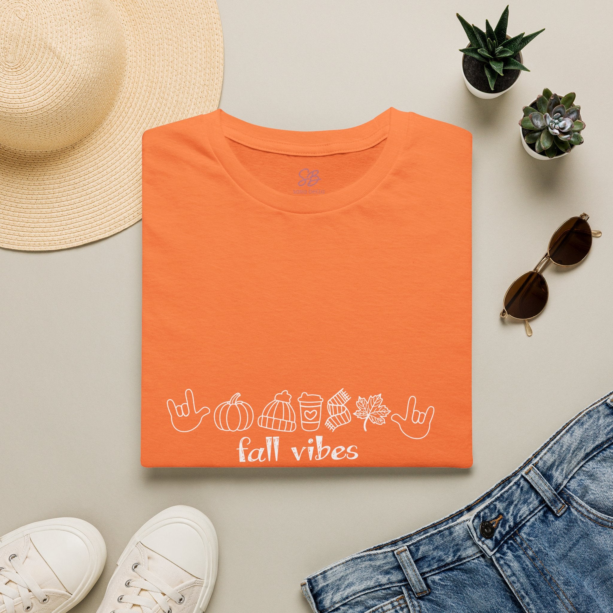 Fall Vibes with I Love you American Sign Language, ASL  - T-Shirt