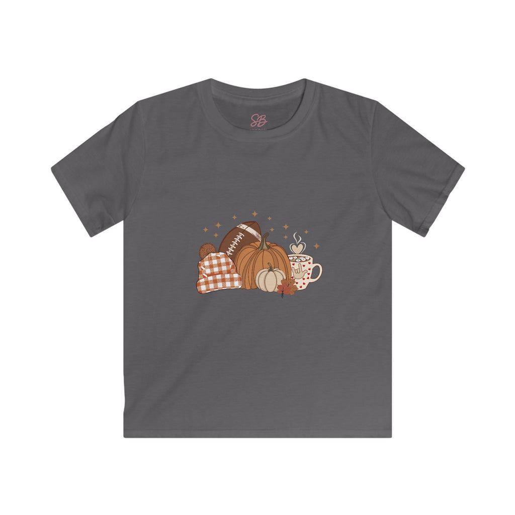 Autumn Football Pumpkin with I Love You American Sign Language, ASL - Kid T-Shirt