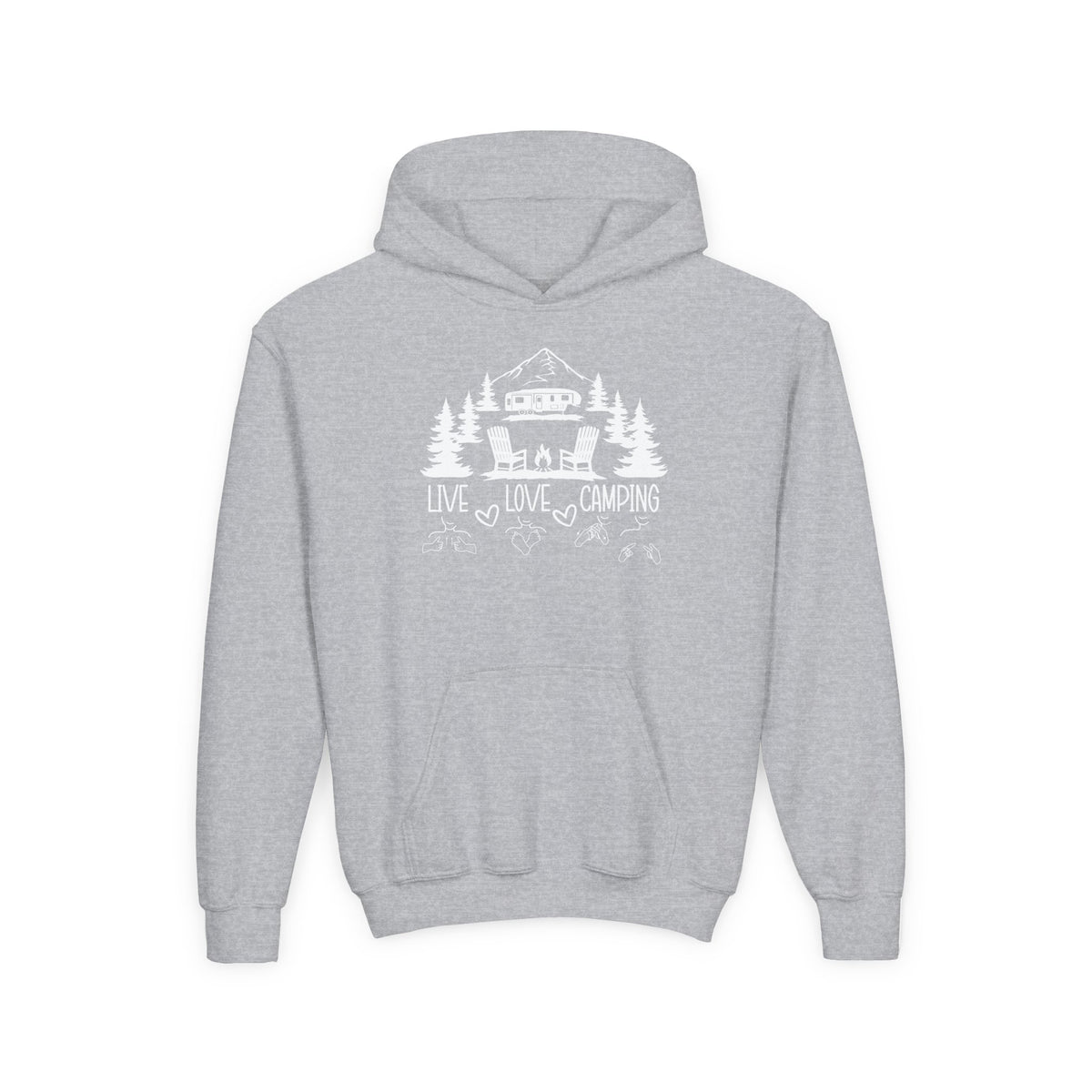 Live Love Camping in ASL (white ink) - Kid Hoodie