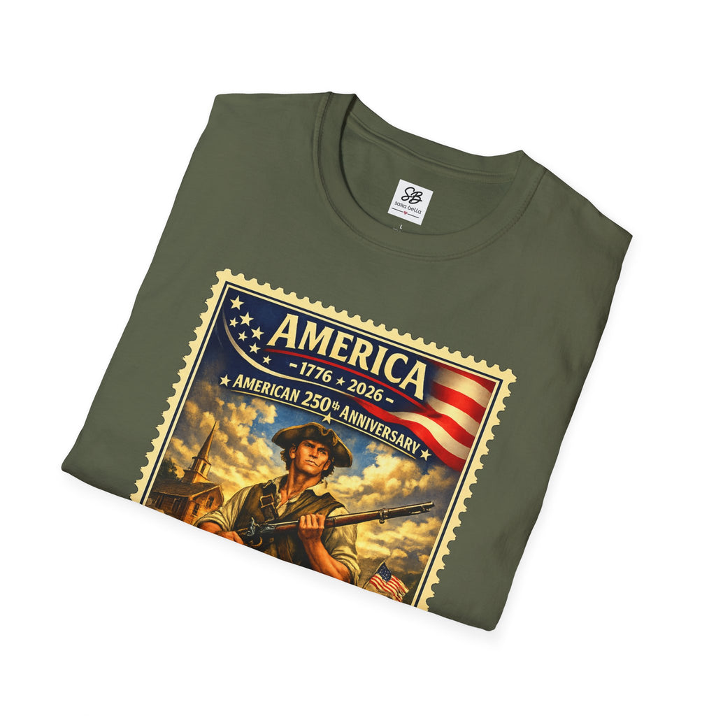 Patriotic Minute Man Vintage Stamp T-Shirt