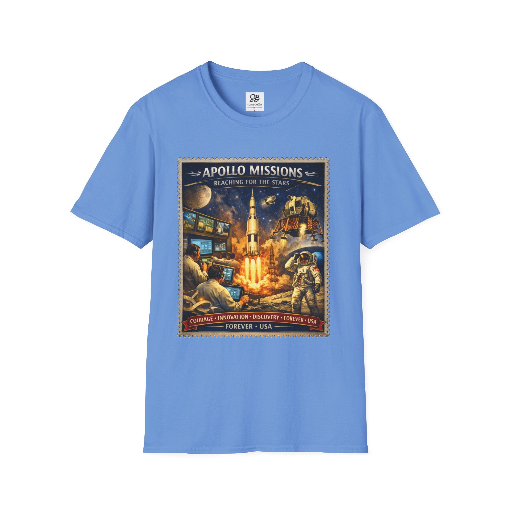 Apollo Missions  'Space Exploration' Vintage Stamp T-Shirt