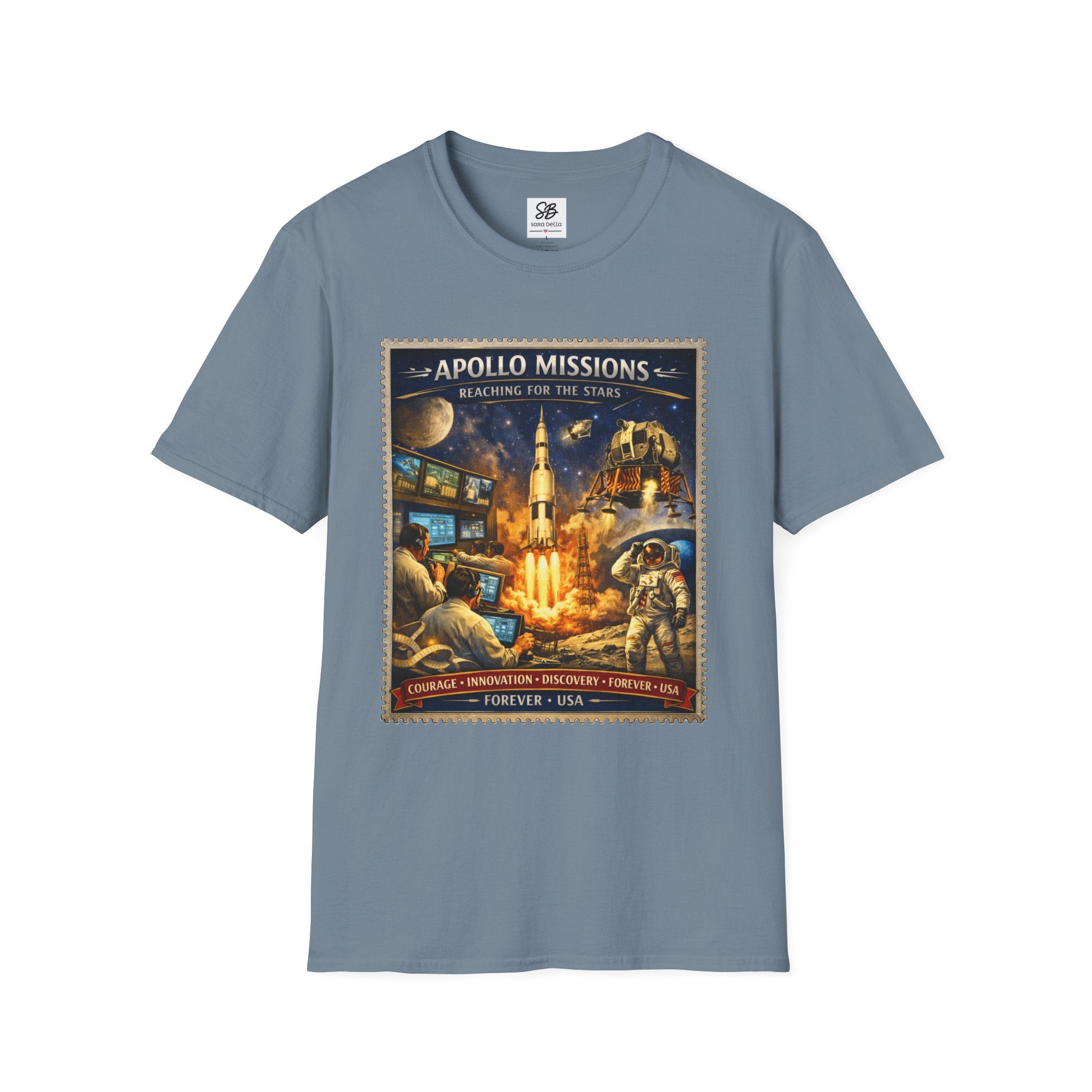 Apollo Missions  'Space Exploration' Vintage Stamp T-Shirt
