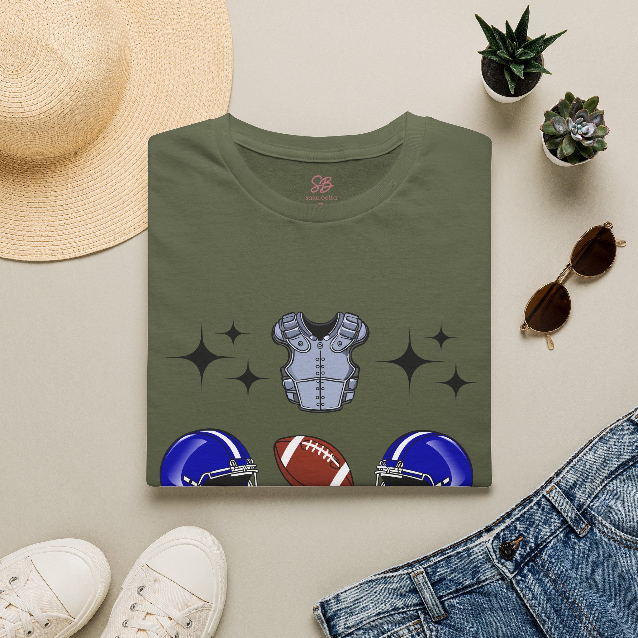 Football Gears Tic-Tac-Toe with I love you ASL American Sign Language -  T-Shirt