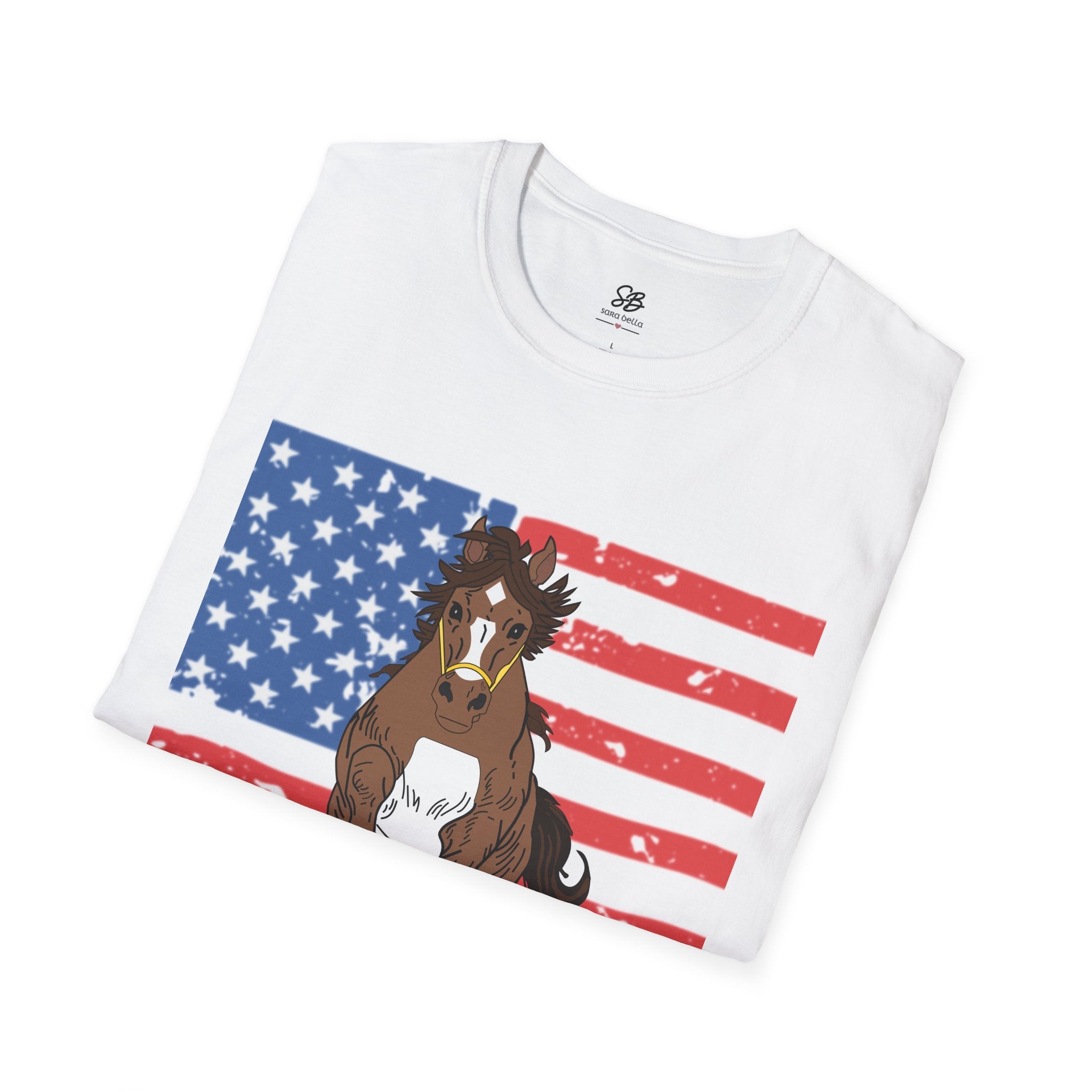 Galloping Horse with American Flag Graphic Shirt
