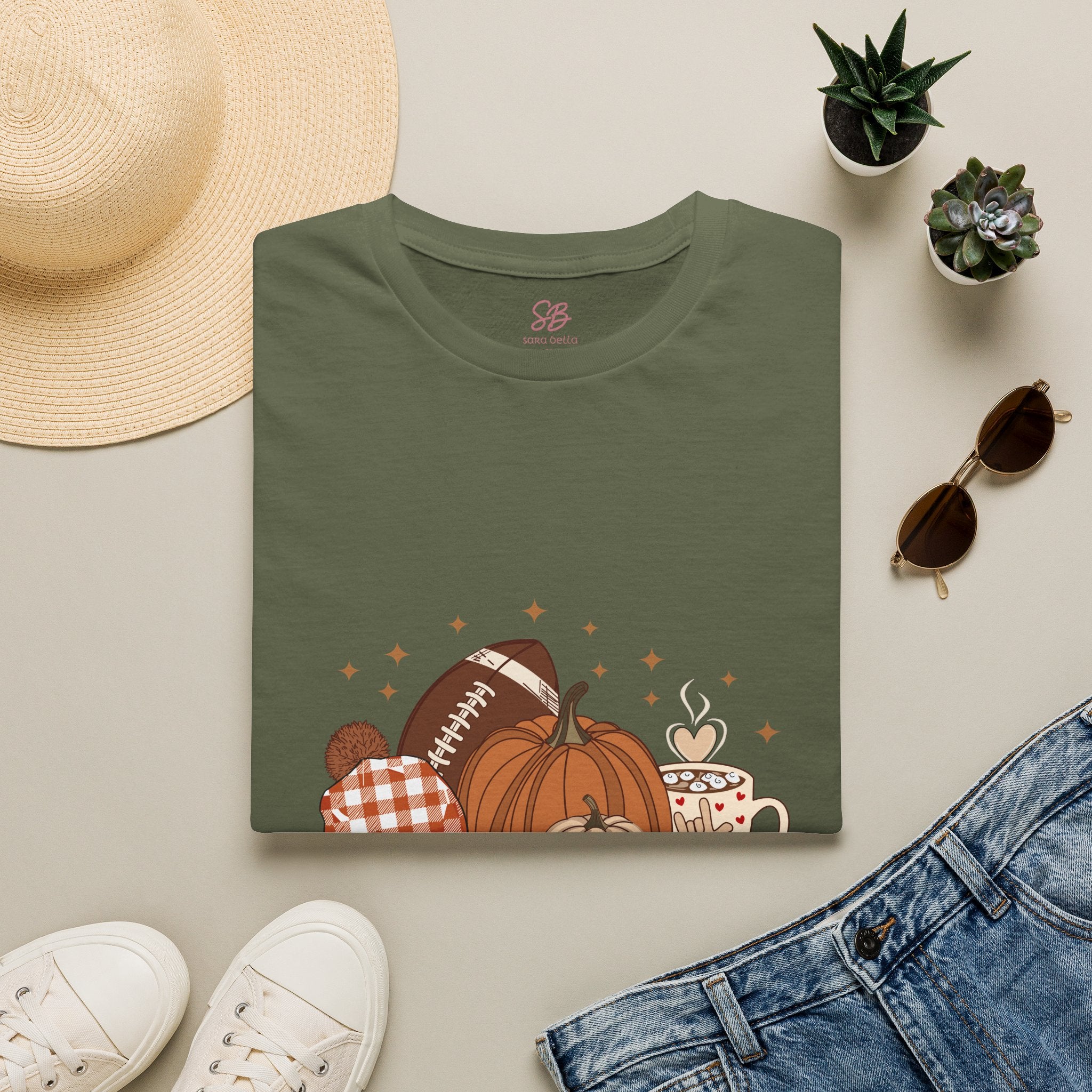 Autumn Football Pumpkins with I Love You American Sign Language, ASL - T-Shirt
