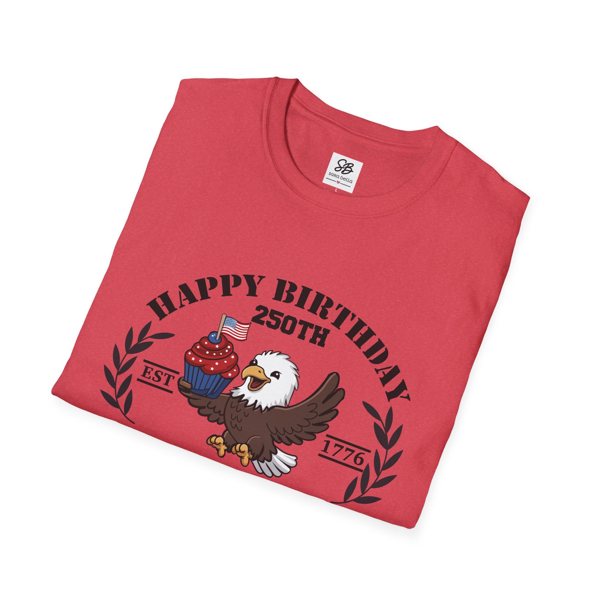"Happy Birthday 250th America" Baby Eagle with cupcake Patriotic Shirt