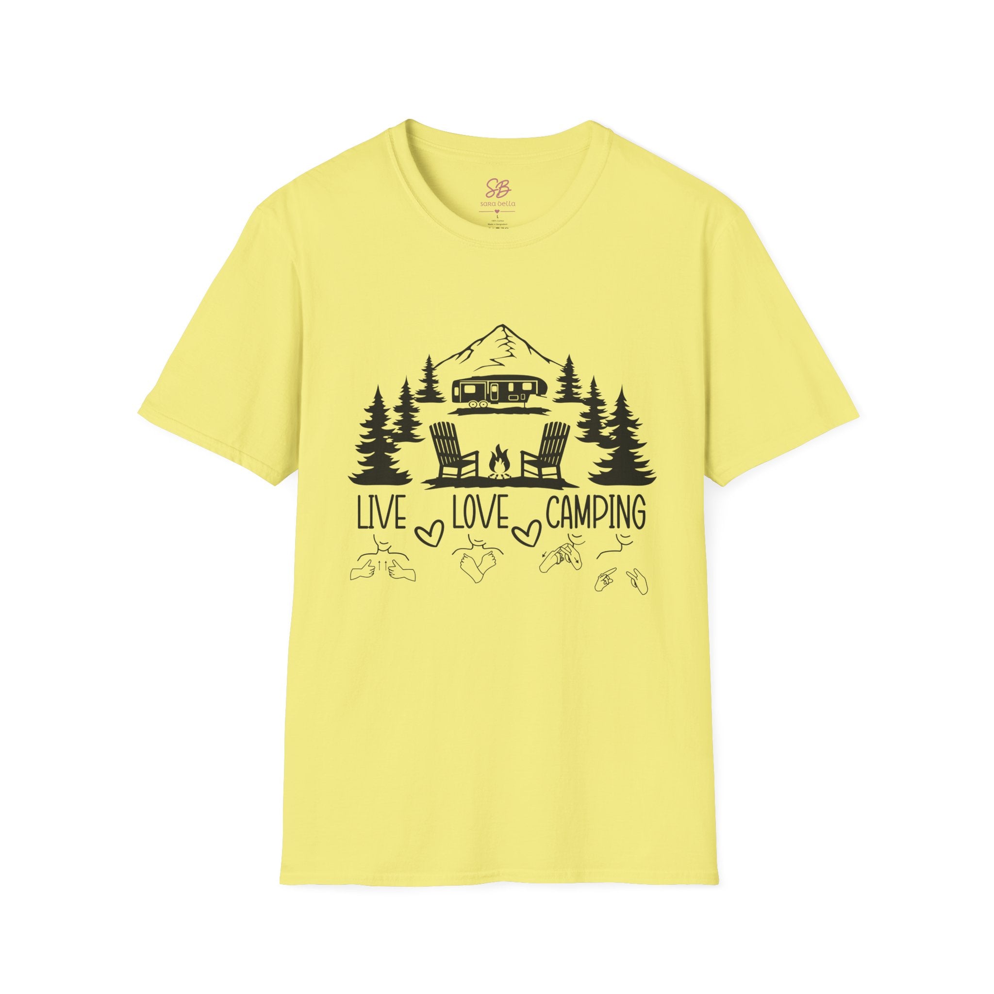 Live Love Camping in ASL (black ink) - T-Shirt